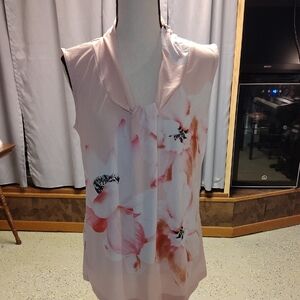 New York & Company Pink Floral Blouse